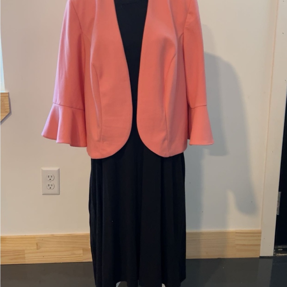Pink Blazer with Black Dress